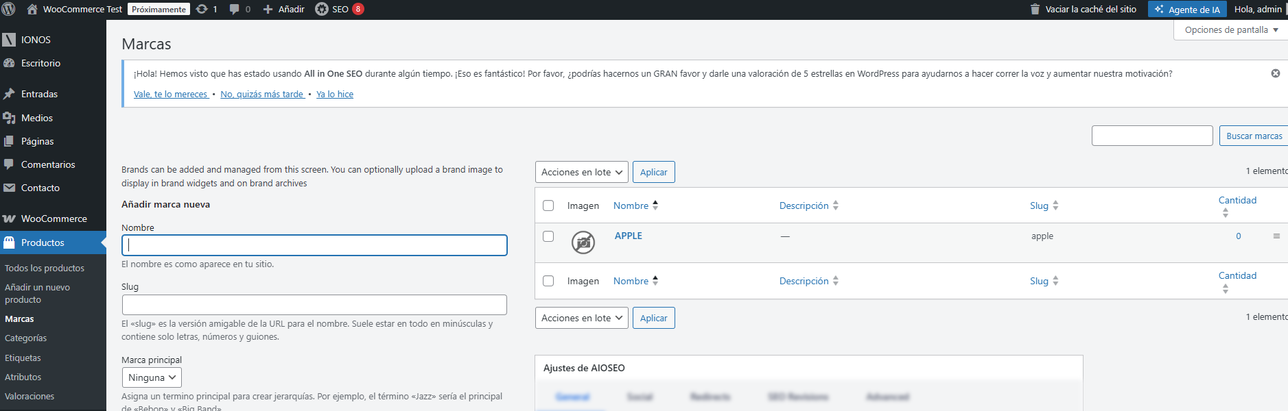 Marcas en WooCommerce